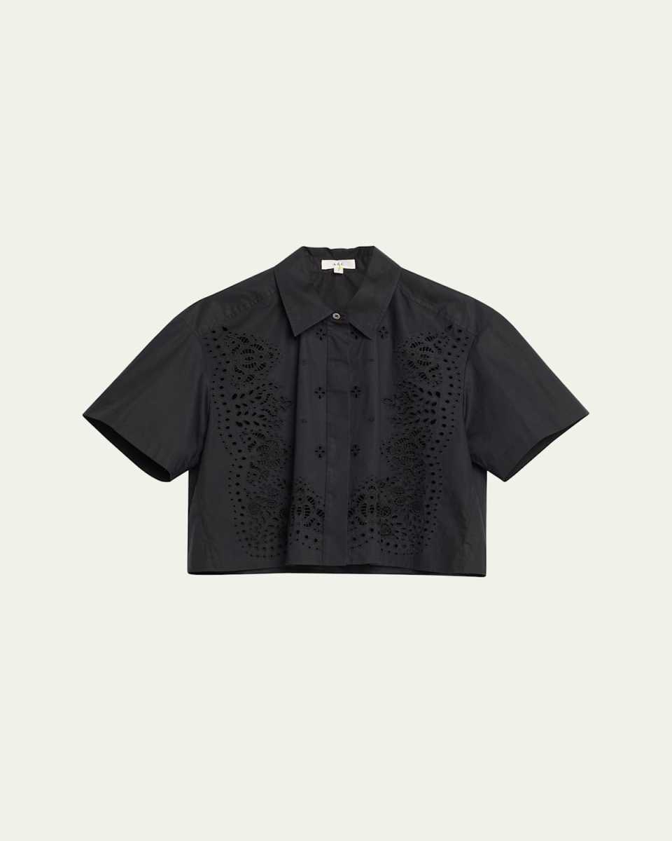 Jade Short-Sleeve Eyelet Top